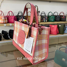 Load image into Gallery viewer, COACH DEMPSEY CARRYALL WITH GARDEN PLAID PRINT AND COACH PATCH C8201 IN GOLD/TAFFY MULTI
