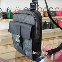 Load image into Gallery viewer, COACH TRACK PACK COLORBLOCK SIGNATURE CANVAS C2711 IN GUNMETAL / CHARCOAL /BLACK