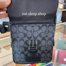 Load image into Gallery viewer, COACH TRACK PACK COLORBLOCK SIGNATURE CANVAS C2711 IN GUNMETAL / CHARCOAL /BLACK