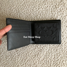 Load image into Gallery viewer, COACH COMPACT ID WALLET DEBOSSED LEATHER F75371 IN BLACK (5552122364057)