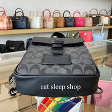 Load image into Gallery viewer, COACH TRACK PACK COLORBLOCK SIGNATURE CANVAS C2711 IN GUNMETAL / CHARCOAL /BLACK