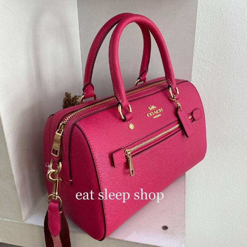 COACH Mini Rowan Satchel Bag Charm With Dandelion  Satchel bags, Pink  leather wallet, Brown leather shoulder bag