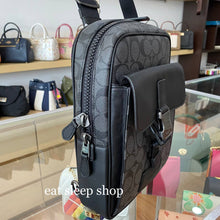 Load image into Gallery viewer, COACH TRACK PACK COLORBLOCK SIGNATURE CANVAS C2711 IN GUNMETAL / CHARCOAL /BLACK