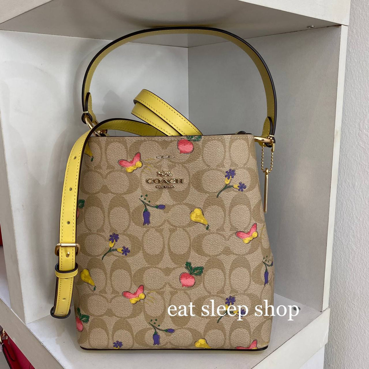 COACH SMALL TOWN BUCKET BAG C8254 WITH SIGNATURE CANVAS WITH DREAMY VE –  eatsleepshop