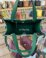 Load image into Gallery viewer, COACH DEMPSEY TOTE 22 SIGNATURE JACQUARD WITH STRIPE AND COACH PATCH C8417 IN GREEN MULTI