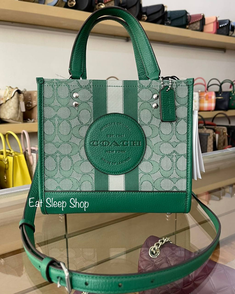 COACH DEMPSEY TOTE 22 SIGNATURE JACQUARD WITH STRIPE AND COACH
