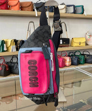 Load image into Gallery viewer, COACH TRACK BELT BAG IN COLORBLOCK SIGNATURE WITH COACH C8129 IN CHARCOAL DENIM MULTI