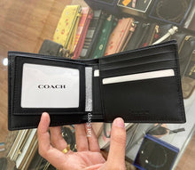 Load image into Gallery viewer, COACH 3-IN-1 WALLET SIGNATURE WITH VARSITY STRIPE 3008 IN CHARCOAL DENIM CHALK