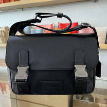 Load image into Gallery viewer, COACH TRACK CROSSBODY SIGNATURE CANVAS C3747 IN QB/CHARCOAL BLACK