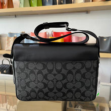 Load image into Gallery viewer, COACH TRACK CROSSBODY SIGNATURE CANVAS C3747 IN QB/CHARCOAL BLACK