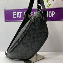 Load image into Gallery viewer, COACH WARREN BELT BAG SIGNATURE CANVAS F78777 IN QB/CHARCOAL BLACK (6671949889723)