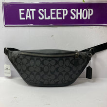 Load image into Gallery viewer, COACH WARREN BELT BAG SIGNATURE CANVAS F78777 IN QB/CHARCOAL BLACK (6671949889723)