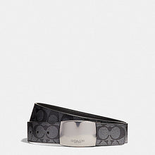 Load image into Gallery viewer, COACH BOXED HARNESS PLAQUE SIGNATURE REVERSIBLE BELT 22540 IN BLACK
