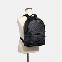 Load image into Gallery viewer, COACH WEST BACKPACK IN SIGNATURE CANVAS 2736 QB/CHARCOAL BLACK

