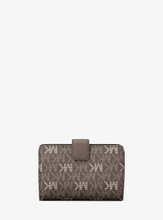 Load image into Gallery viewer, MICHAEL KORS JET SET TRAVEL MEDIUM BIFOLD ZIP COIN WALLET IN SIGNATURE MUSHROOM
