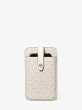 Load image into Gallery viewer, MICHAEL KORS PHONE CROSSBODY WITH CARD SLOT IN SIGNATURE LIGHT CREAM MULTI
