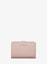 Load image into Gallery viewer, MICHAEL KORS JET SET TRAVEL MEDIUM BIFOLD ZIP COIN WALLET IN SIGNATURE POWDER BLUSH
