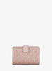 MICHAEL KORS JET SET TRAVEL MEDIUM BIFOLD ZIP COIN WALLET IN SIGNATURE POWDER BLUSH