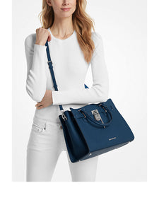 MICHAEL KORS HAMILTON MEDIUM SATCHEL IN NAVY