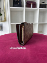 Load image into Gallery viewer, COACH MEDIUM CORNER ZIP WALLET SIGNATURE CANVAS IN TAN BROWN (CW786)

