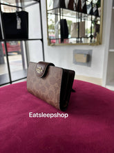 Load image into Gallery viewer, COACH MEDIUM CORNER ZIP WALLET SIGNATURE CANVAS IN TAN BROWN (CW786)
