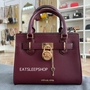 MICHAEL KORS HAMILTON SMALL SATCHEL IN OXBLOOD