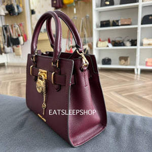 MICHAEL KORS HAMILTON SMALL SATCHEL IN OXBLOOD