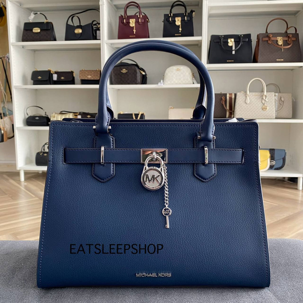 MICHAEL KORS HAMILTON MEDIUM SATCHEL IN NAVY