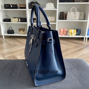 MICHAEL KORS HAMILTON MEDIUM SATCHEL IN NAVY