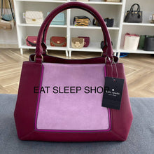 Load image into Gallery viewer, KATE SPADE LENA TRIPLE COMPARTMENT SATCHEL in COLORBLOCK BLACKBERRY PRESERVE
