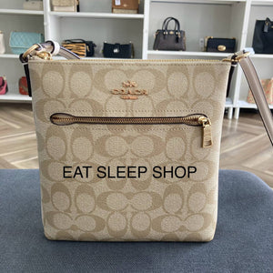 COACH MINI ROWAN FILE BAG IN SIGNATURE CANVAS CS182 GOLD/LIGHT KHAKI CHALK