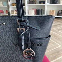 Load image into Gallery viewer, MICHAEL KORS CHARLOTTE LARGE TOP ZIP TOTE IN SIGNATURE BLACK
