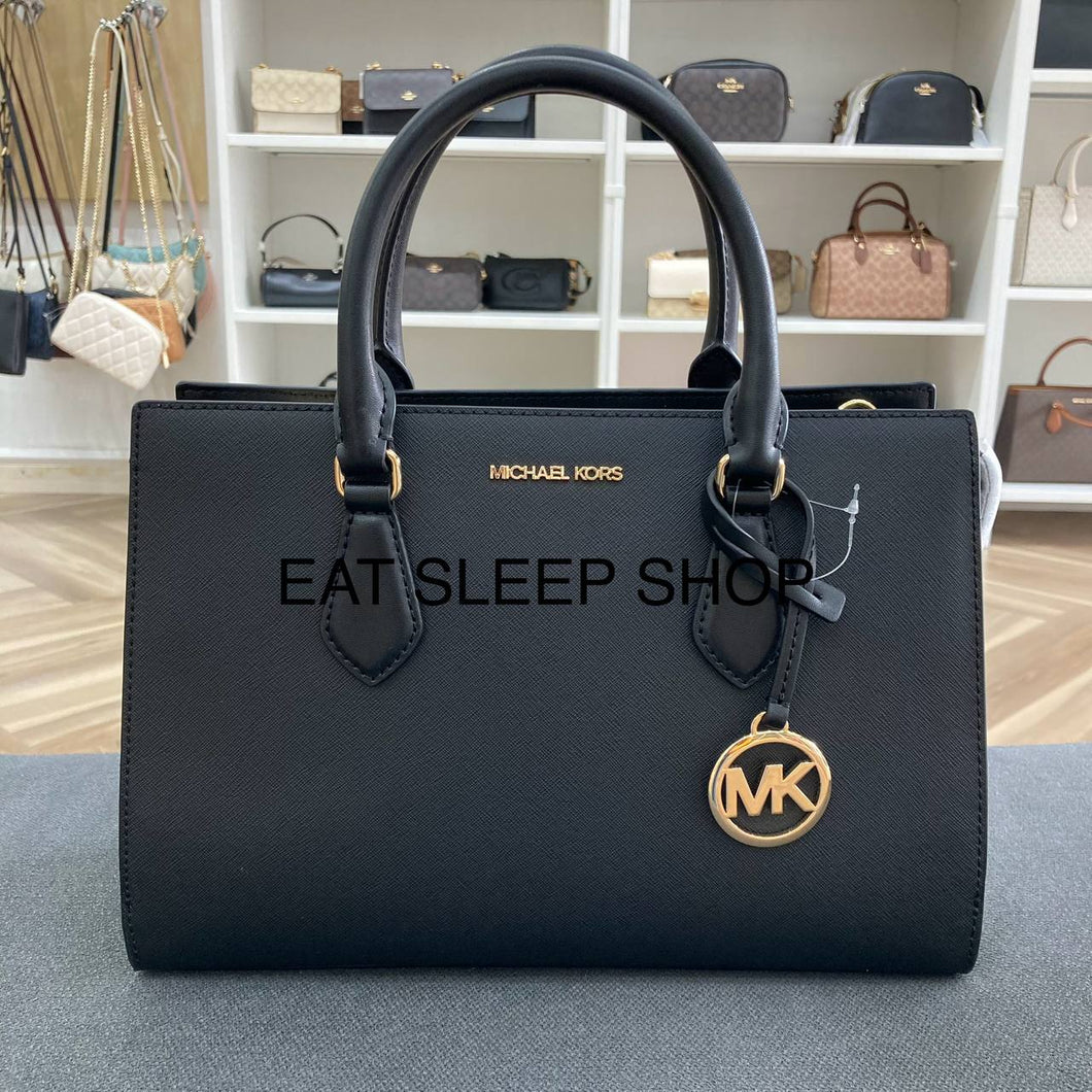 MICHAEL KORS SHEILA MEDIUM SATCHEL BLACK PLAIN