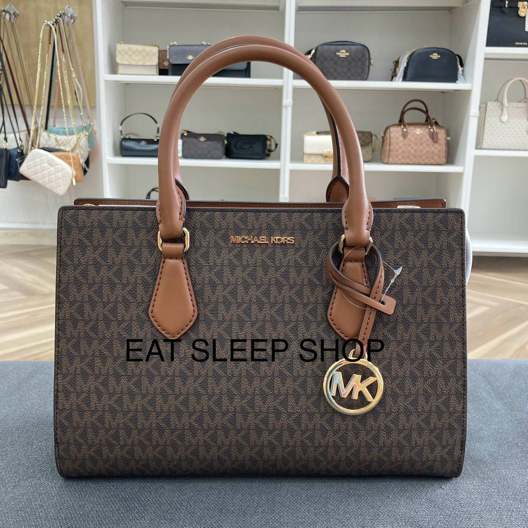 MICHAEL KORS SHEILA MEDIUM SATCHEL IN SIGNATURE BROWN