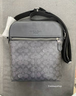 COACH HOUSTON FLIGHT BAG IN SIGNATURE CANVAS QB/CHARCOAL/BLACK