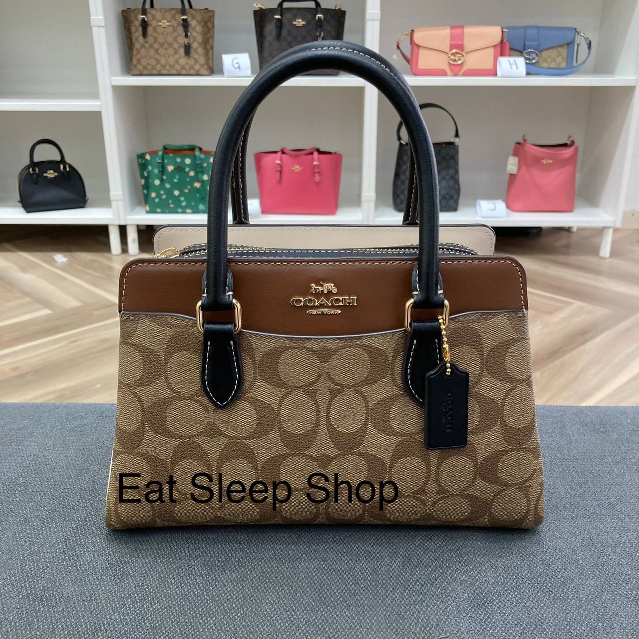 COACH MINI DARCIE CARRYALL IN BLOCKED SIGNATURE CANVAS CH287 IM KHAK eatsleepshop