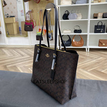 Load image into Gallery viewer, COACH MOLLIE TOTE BAG SIGNATURE CANVAS WALNUT/ BLACK CV967
