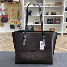 Load image into Gallery viewer, COACH MOLLIE TOTE BAG SIGNATURE CANVAS WALNUT/ BLACK CV967
