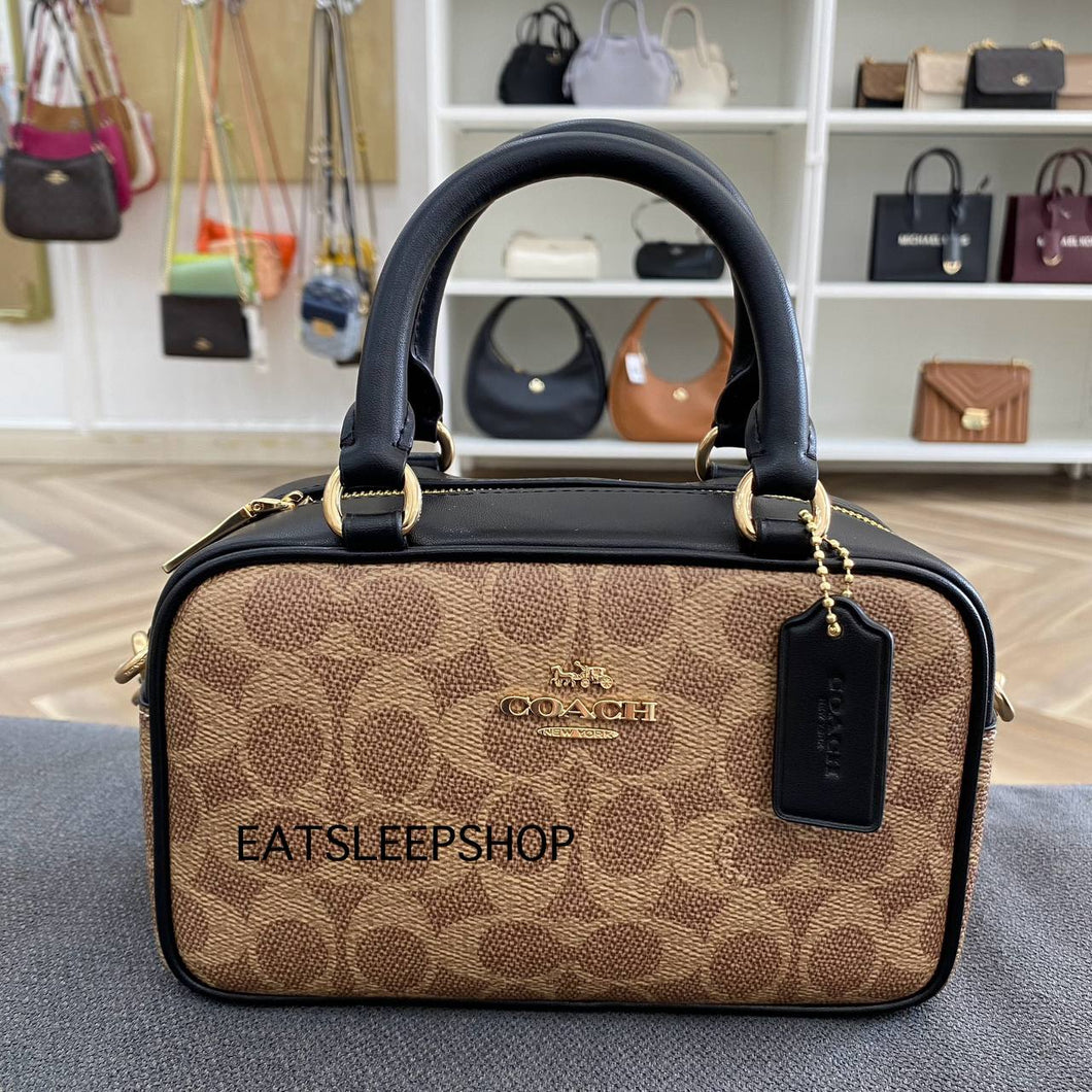 COACH SATCHEL CROSSBODY IN TAN BLACK CW197