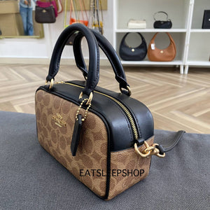 COACH SATCHEL CROSSBODY IN TAN BLACK CW197