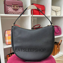 Load image into Gallery viewer, MICHAEL KORS DOVER LARGE TOP ZIP HALF MOON SHOULDER BAG IN BLACK
