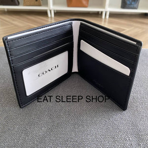 COACH ID BILLFOLD WALLET IN SIGNATURE CANVAS IN CHARCOAL/BLACK (COACH 66551)