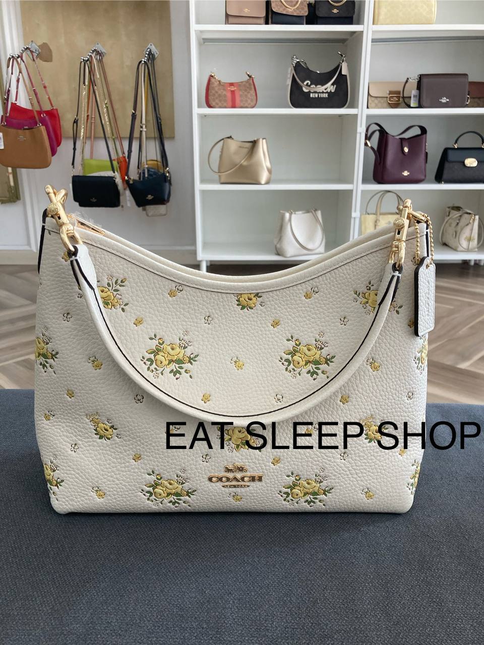 COACH LAUREL SHOULDER BAG WITH FLORAL PRINT (COACH CAL43) GOLD/CHALK MULTI