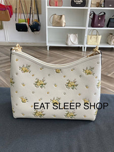 COACH LAUREL SHOULDER BAG WITH FLORAL PRINT (COACH CAL43) GOLD/CHALK MULTI