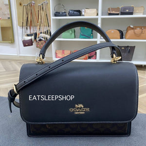 COACH KLARE TOP HANDLE BAG IN SIGNATURE CANVAS CY687 GOLD/WALNUT/BLACK