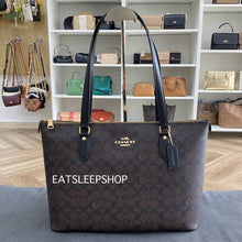 Load image into Gallery viewer, COACH GALLERY TOTE BAG IN SIGNATURE CANVAS CW381 GOLD/WALNUT/BLACK
