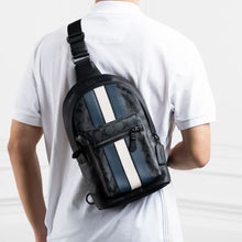 Load image into Gallery viewer, COACH WEST PACK IN SIGNATURE CANVAS WITH VARSITY STRIPE 2999 IN QB/CHARCOAL/DENIM/CHALK
