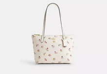 Load image into Gallery viewer, COACH FIONA ZIP TOTE BAG WITH HEART PRINT (COACH CW397) GOLD/CHALK MULTI
