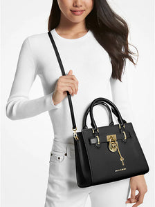 MICHAEL KORS HAMILTON SMALL SATCHEL IN BLACK NOIR