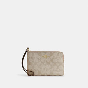 COACH CORNER ZIP WRISTLET IN SIGNATURE CANVAS (COACH CW964) GOLD/CHAMPAGNE MULTI